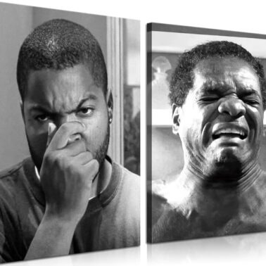 Framed Funny Bathroom Canvas Wall Art Set of 2 - Black and White Vintage Comedy Movies Posters, Funny Toilet Humour Smell Wall Decor Prints for Bathroom Decor 12x16in