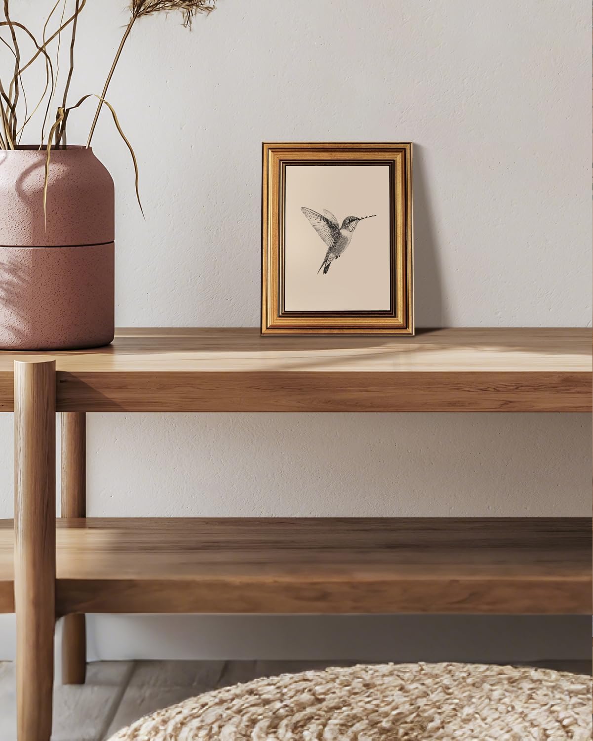 VIYYIEA Vintage Gold Framed Wall Art, Sketch Birds Canvas Painting, Cute but Exquisite Wall Decor, No Glass No Glare, Suitable for Bedside Tables, Foyer, Bookshelves,【Hummingbird】-10L x 8W - Image 5