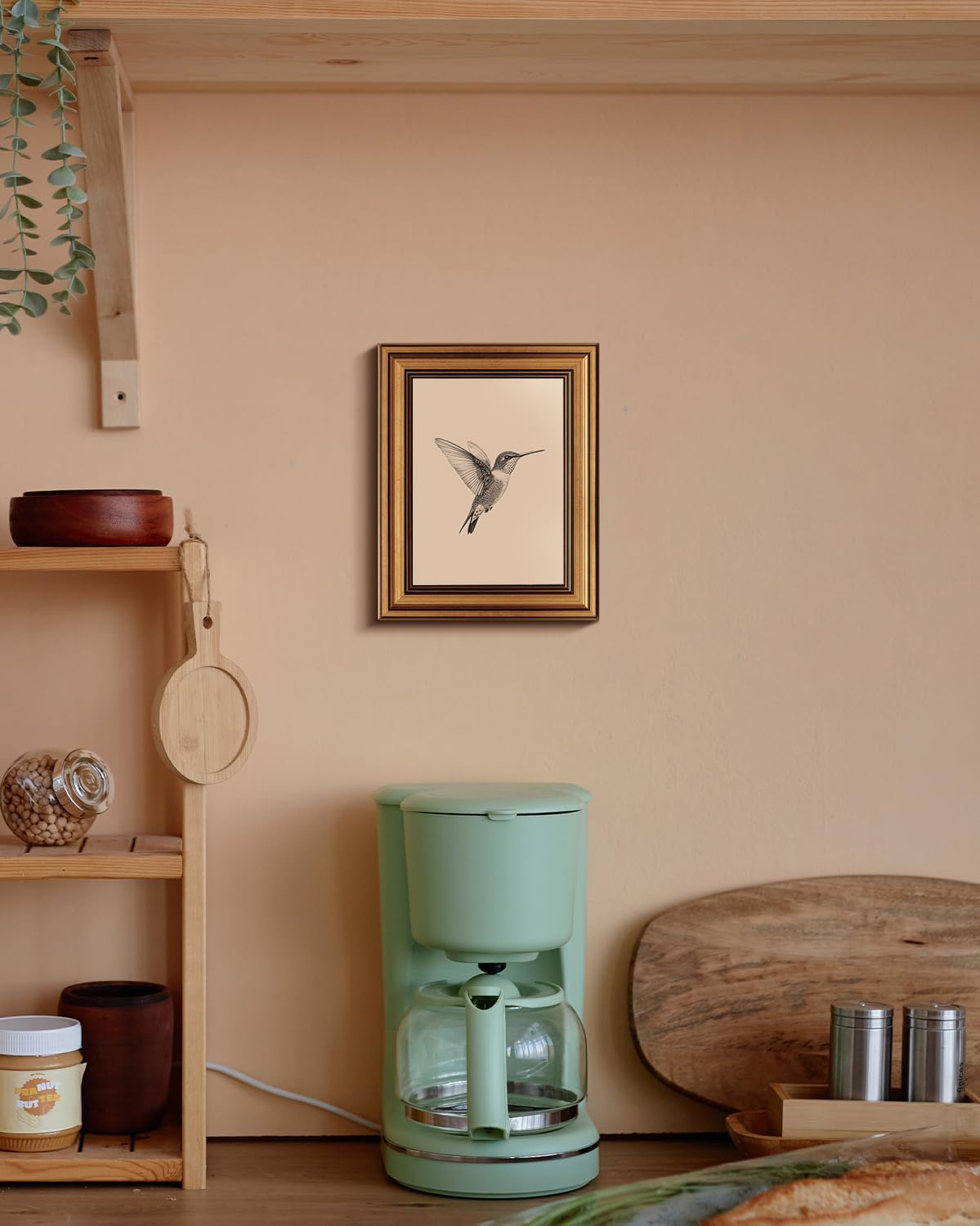 VIYYIEA Vintage Gold Framed Wall Art, Sketch Birds Canvas Painting, Cute but Exquisite Wall Decor, No Glass No Glare, Suitable for Bedside Tables, Foyer, Bookshelves,【Hummingbird】-10L x 8W - Image 6