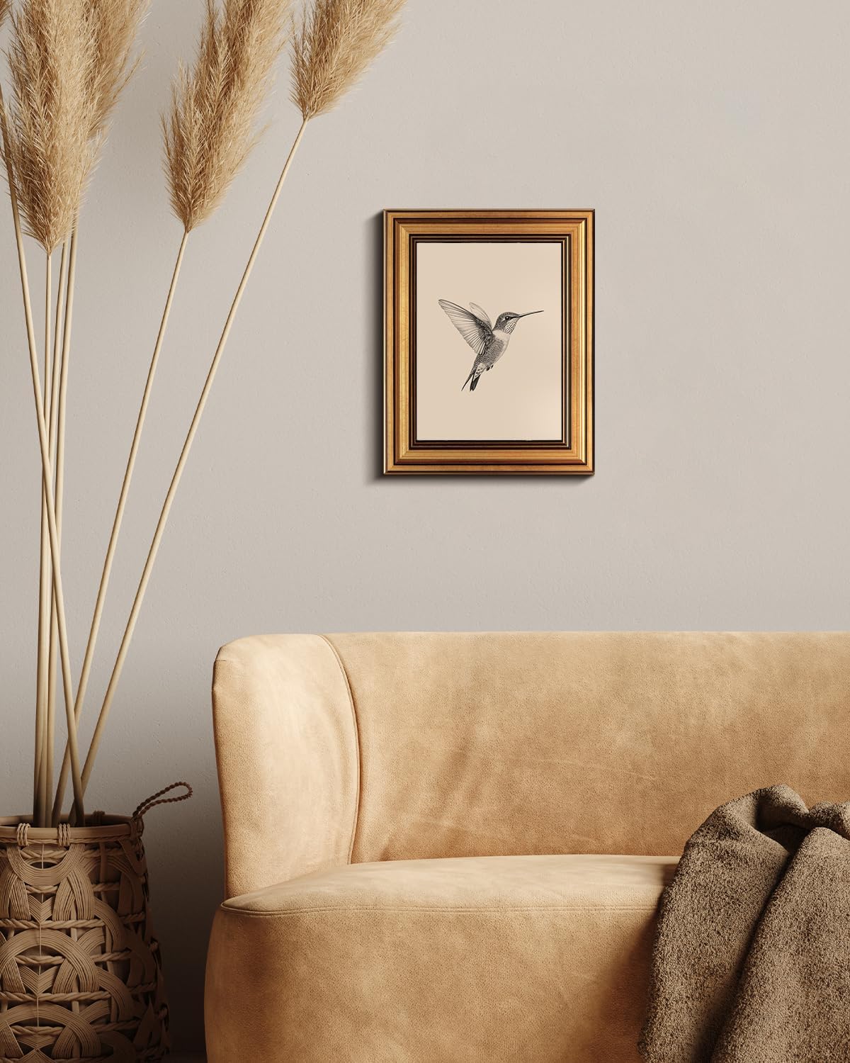 VIYYIEA Vintage Gold Framed Wall Art, Sketch Birds Canvas Painting, Cute but Exquisite Wall Decor, No Glass No Glare, Suitable for Bedside Tables, Foyer, Bookshelves,【Hummingbird】-10L x 8W - Image 7