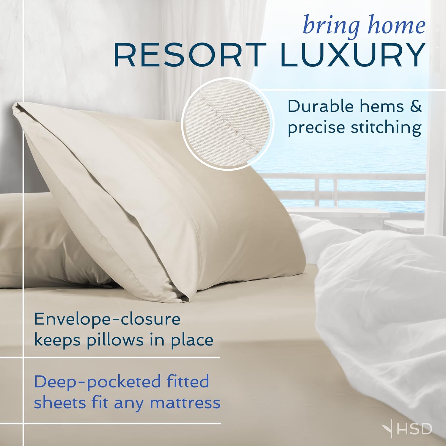 Hotel Sheets Direct 4 Piece Bed Sheet Set King Size, 100% Viscose Derived from Bamboo Sheets Set with 2 Pillowcases, Cooling & Breathable Luxury Bedding, Moisture-Wicking & Silky Soft Texture, White - Image 4
